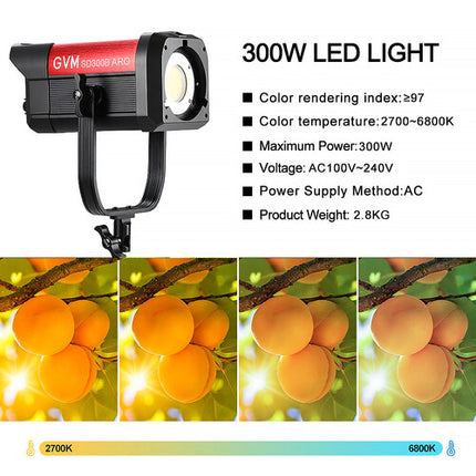 GVM SD300B-ARO Monolight LED Bicolor 300W 5600K 12200 Lux Kit Completo