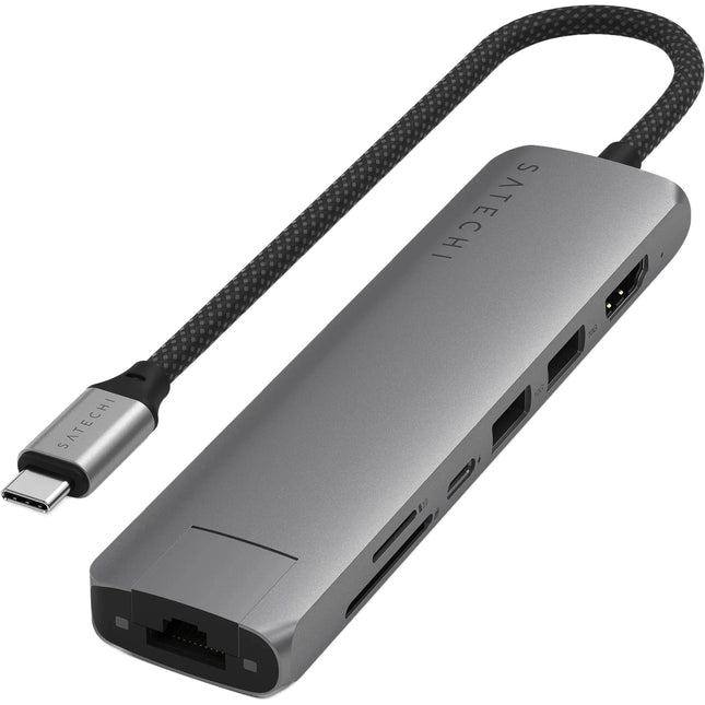 Satechi Slim Adaptador Multi puerto USB-C 7 en 1 con Ethernet 4K 60 Hz USB-C PD 100W