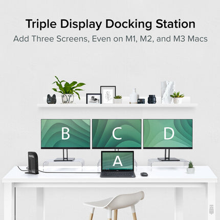 Plugable USB Type-C Docking Station triple pantalla HDMI VGA 4 USB 3.0