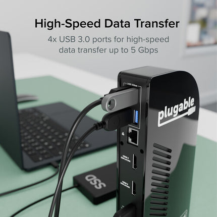 Plugable USB Type-C Docking Station triple pantalla HDMI VGA 4 USB 3.0