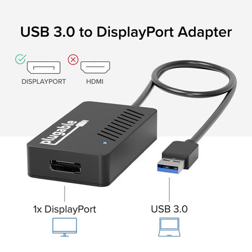 Plugable Adaptador USB 3.0 a DisplayPort 3840x2160 30Hz Bus Powered