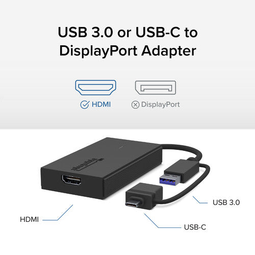 Plugable Adaptador USB Tipo C y A a HDMI 4K 30Hz Compatible Windows Mac