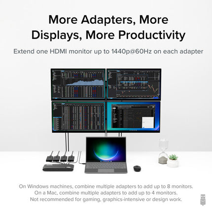 Plugable Adaptador USB Tipo C y A a HDMI 4K 30Hz Compatible Windows Mac