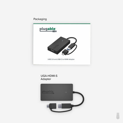 Plugable Adaptador USB Tipo C y A a HDMI 4K 30Hz Compatible Windows Mac