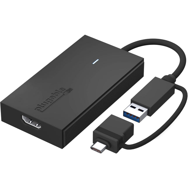 Plugable Adaptador USB Tipo C y A a HDMI 4K 30Hz Compatible Windows Mac