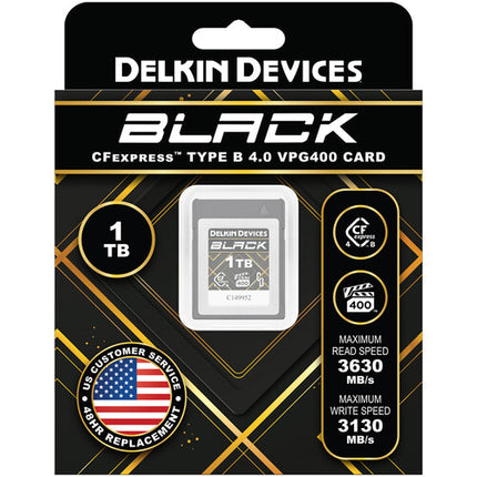Delkin Devices 1TB BLACK Tarjeta de Memoria CFexpress Tipo B 4.0 3630 MB/s Lectura 3130 MB/s Escritura