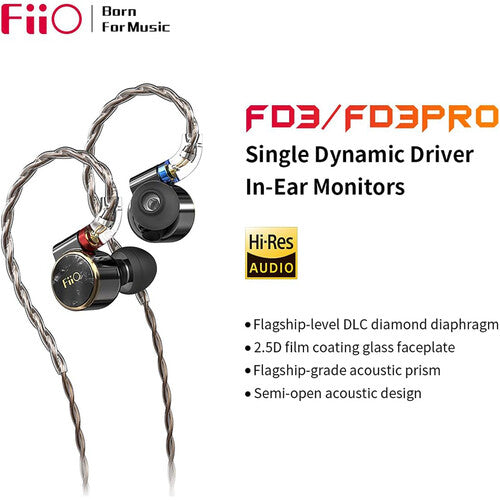 FiiO FD3 Auriculares Audiophile Driver Dinámico 12mm Cable MMCX desmontable