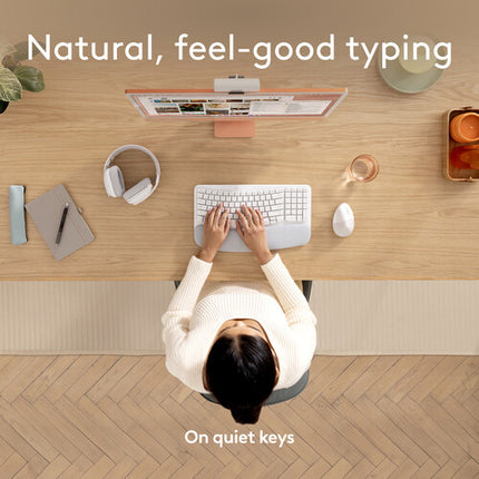 Logitech Wave Keys para Mac Teclado Ergonómico Inalámbrico Blanco Off White 3 Años Batería