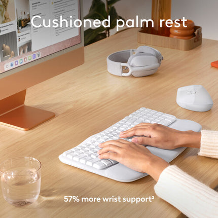 Logitech Wave Keys para Mac Teclado Ergonómico Inalámbrico Blanco Off White 3 Años Batería
