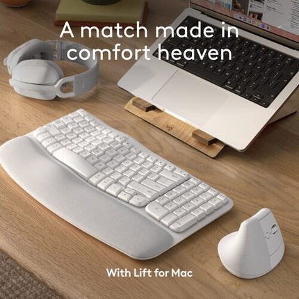 Logitech Wave Keys para Mac Teclado Ergonómico Inalámbrico Blanco Off White 3 Años Batería