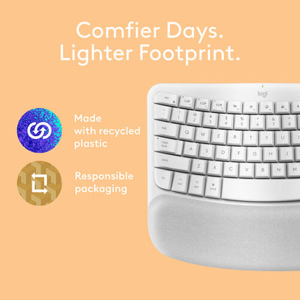 Logitech Wave Keys para Mac Teclado Ergonómico Inalámbrico Blanco Off White 3 Años Batería