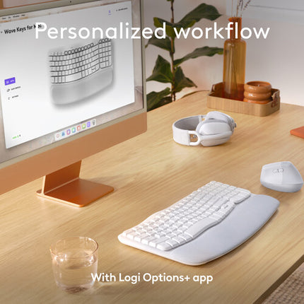 Logitech Wave Keys para Mac Teclado Ergonómico Inalámbrico Blanco Off White 3 Años Batería