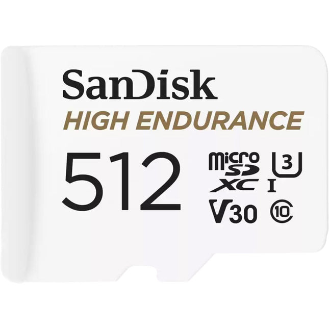 SanDisk 512GB microSDXC de alta resistencia UHS-I con adaptador SD velocidad lectura 100MB/s escritura 40MB/s