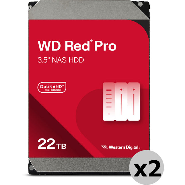 WD 22TB Red Pro HDD NAS interno 3.5" 7200 rpm SATA III 2-Pack