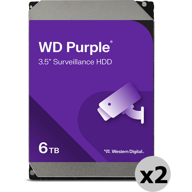 WD 6TB Purple SATA III Disco Duro Interno 3.5" 256MB Caché 2-Pack