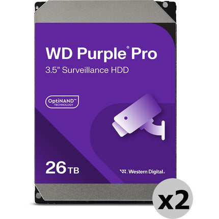 WD 26TB Purple Pro Disco Duro Interno 3.5" SATA III 7200 rpm 512MB Cache 2-Pack Retail