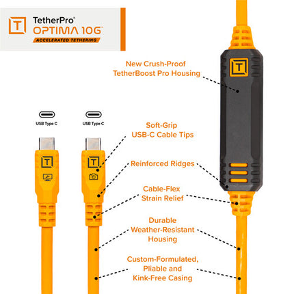 Tether Tools TetherPro Optima Kit de Tethering 15 pies USB 10G Alta Visibilidad