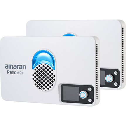 amaran Pano 60c RGB COB Panel luz móvil Kit 2 luces 10 x 6.1" 6290 Lux 2300-10000K