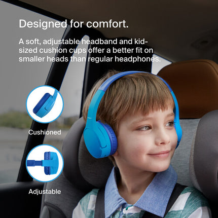 Auriculares inalámbricos Belkin SoundForm Mini para niños Gen 2 azul 30 h batería limitador 85 dB