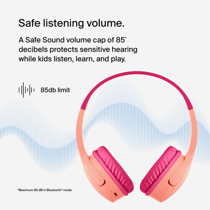 Belkin SoundForm Mini Auriculares Inalámbricos para Niños Gen 2 Rosa 30h Batería 85dB Limitador
