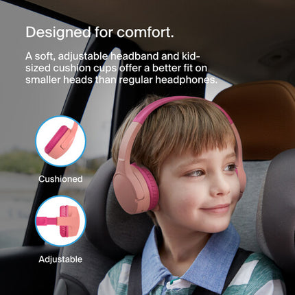 Belkin SoundForm Mini Auriculares Inalámbricos para Niños Gen 2 Rosa 30h Batería 85dB Limitador
