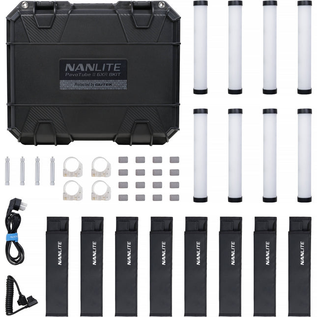 Nanlite PavoTube II 6XR Luz LED RGB Pixel 10" Kit de 8 Luces con Estuche