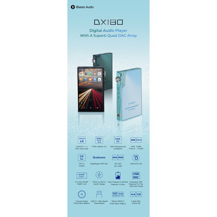 iBasso DX180 Reproductor Digital Hi-Fi Pantalla 5 Pulgadas Batería 3200mAh