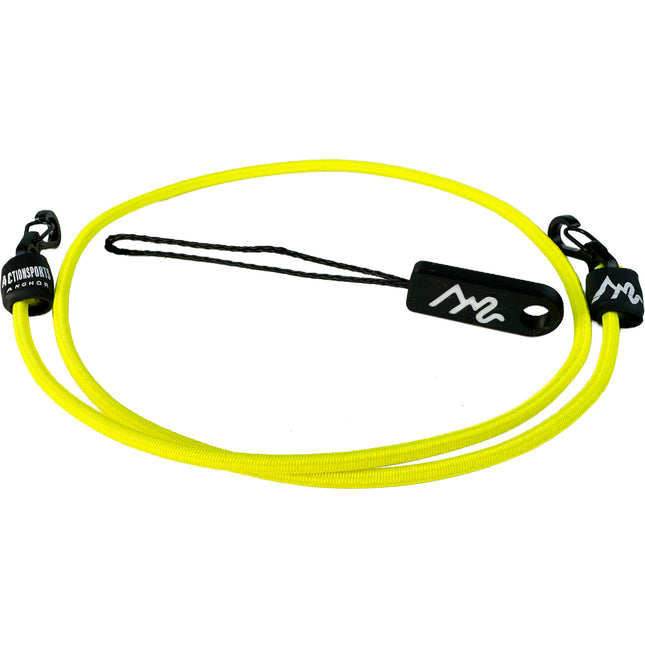 Action Sports Anchor OG60 Cordon Elástico y Lanyard 24 pulg Amarillo Flúor con Clips Dual y Sticker Gratis