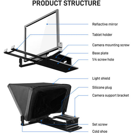 GVM Teleprompter TQ-MB Soporte para Tablets hasta 8.6" con Control Remoto