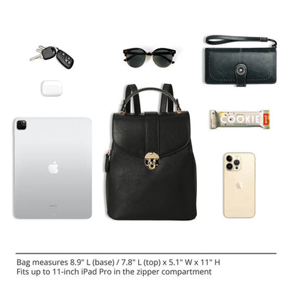 Rofozzi Layla Mochila para Tablet Negra Compatible 11 Pulgadas Cuero Vegano Resistente al Agua