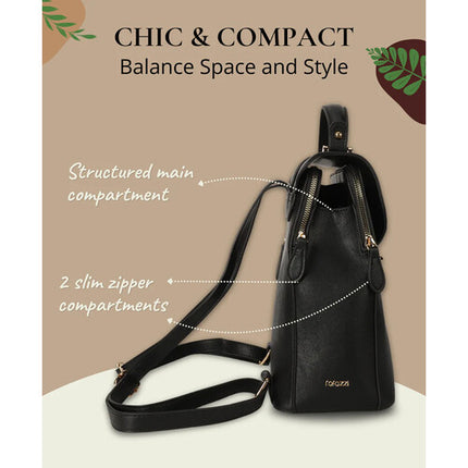 Rofozzi Layla Mochila para Tablet Negra Compatible 11 Pulgadas Cuero Vegano Resistente al Agua