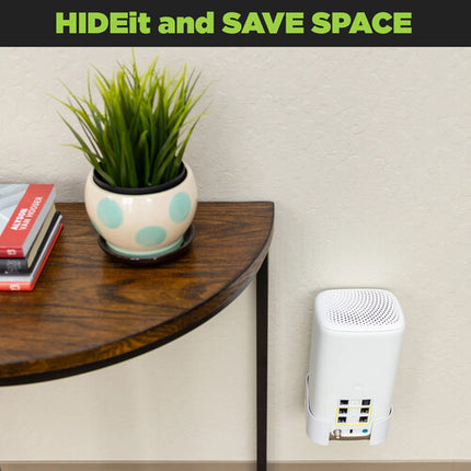 HIDEit Mounts Soporte de Pared para Módem Xfinity XB8 Blanco 16-Gauge con Accesorios
