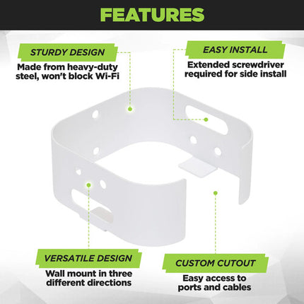 HIDEit Mounts Soporte de Pared para Módem Xfinity XB8 Blanco 16-Gauge con Accesorios