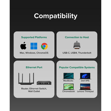 Plugable Adaptador Ethernet 5 Gigabit a USB-C 3.2 Gen 2 compatible Windows y macOS