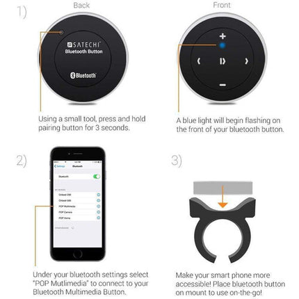 Satechi Bluetooth Media Button Control Remoto Alcance 12m Montura para Volante