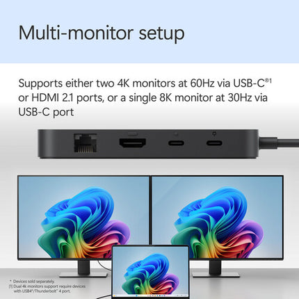 Microsoft Surface USB4 Dock estación de conexión USB4 con 65W Power Passthrough y HDMI 2.1