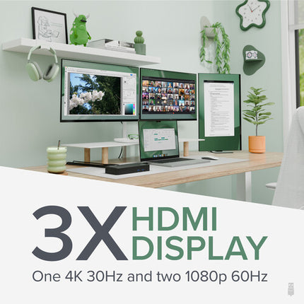 Plugable 12-en-1 USB Type-C Estación de acoplamiento 3 HDMI 60W PD