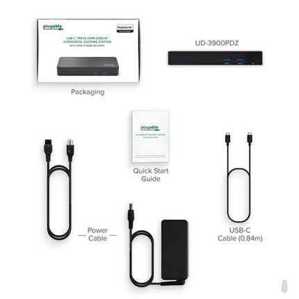 Plugable 12-en-1 USB Type-C Estación de acoplamiento 3 HDMI 60W PD