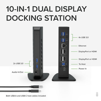 Plugable USB 3.1 Gen 1 Docking Station Dual 4K 3840x2160 60Hz Ethernet Audio