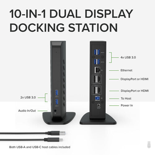 Plugable USB 3.1 Gen 1 Docking Station Dual 4K 3840x2160 60Hz Ethernet Audio