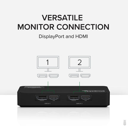 Plugable USBC-6950U Adaptador USB-C para Doble Pantalla 4K 3840x2160 2 HDMI 2.0 2 DisplayPort 1.2