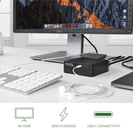 Plugable USB Type-C Mini Dock Estación con 85W Power Delivery HDMI Gigabit Ethernet