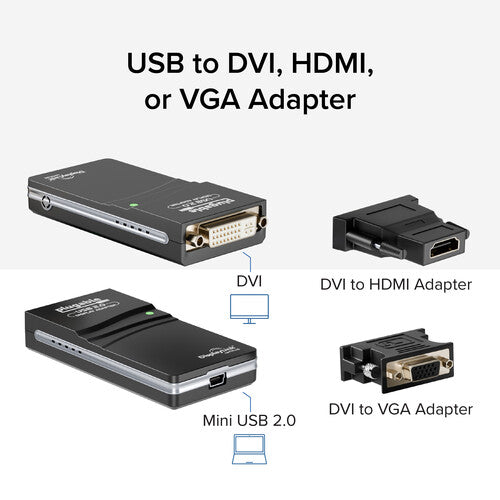 Adaptador gráfico Plugable USB 2.0 a DVI HDMI y VGA Full HD 1920x1080 60Hz