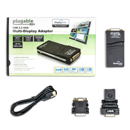 Adaptador gráfico Plugable USB 2.0 a DVI HDMI y VGA Full HD 1920x1080 60Hz