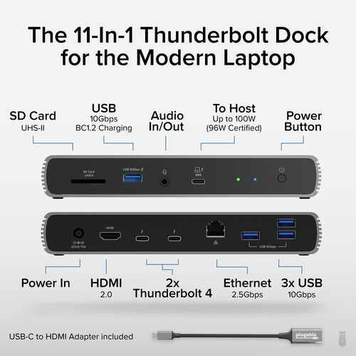 Plugable Thunderbolt 4 Docking Station Estación de Acoplamiento 4K 60Hz 96W