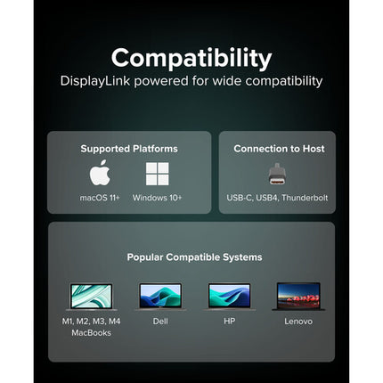 Plugable USB-C Adaptador Gráfico Cuádruple HDMI 4K 60Hz 100W carga
