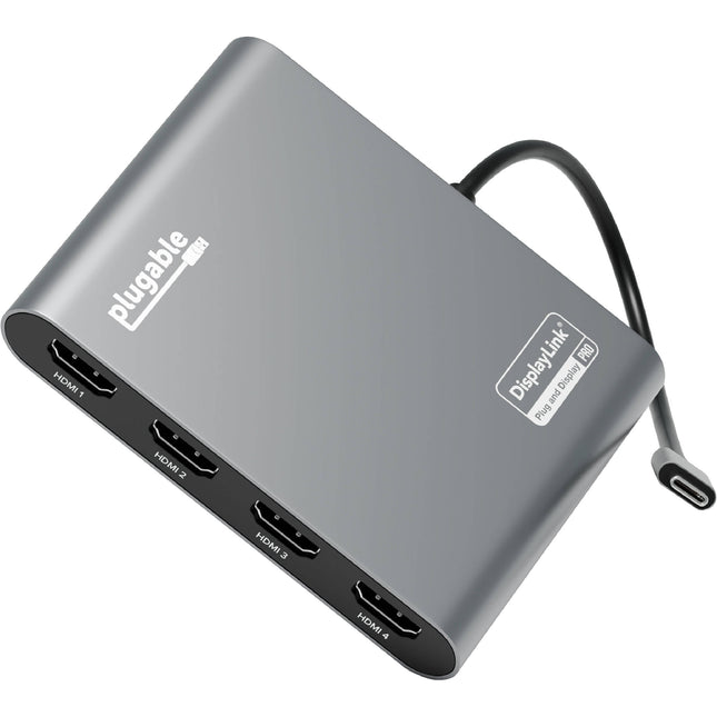 Plugable USB-C Adaptador Gráfico Cuádruple HDMI 4K 60Hz 100W carga