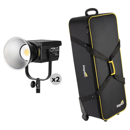Nanlite FS-300B Luz LED Bi-Color Monolite 38,720 Lux 2700-6500K con Bolsa Rodante Kit 2 Luces