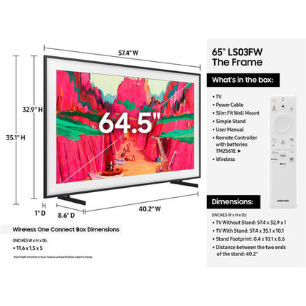 Samsung The Frame Pro LS03FW 65" TV 4K UHD QLED Mini-LED 120Hz Slim Mount