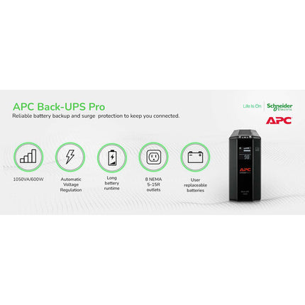 APC Back-UPS Pro BN1050M Protector contra sobretensiones y respaldo 600W 1050VA